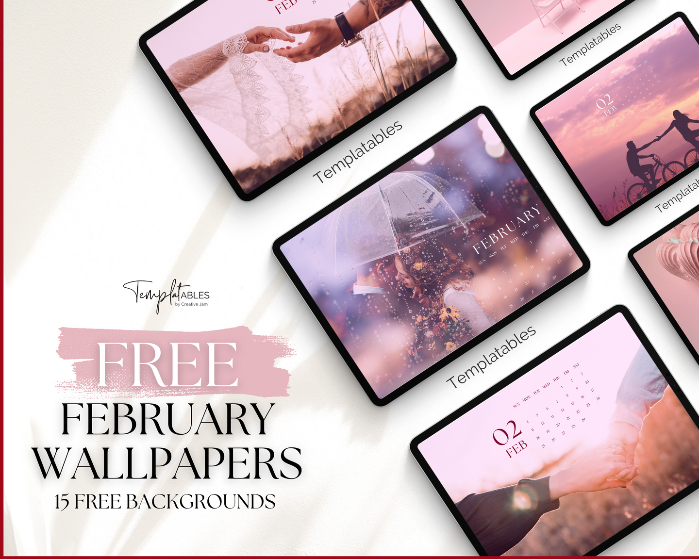 FREE - February 2024 Wallpapers for iPad - Valentines Self Love theme