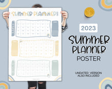 Load image into Gallery viewer, Kids Summer Calendar 2023 | Summer Poster, Summer Countdown, Printable Planner &amp; Checklist | Dinosaur
