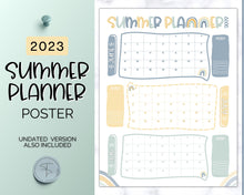 Load image into Gallery viewer, Kids Summer Calendar 2023 | Summer Poster, Summer Countdown, Printable Planner &amp; Checklist | Dinosaur
