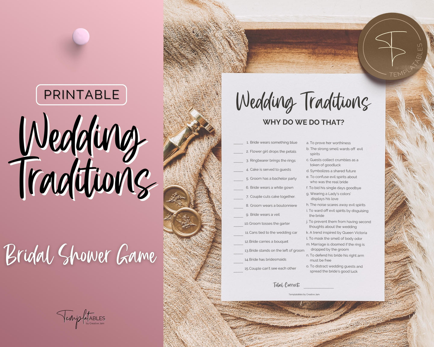 'Wedding Traditions' Bridal Shower Game Printable