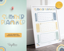 Load image into Gallery viewer, Kids Summer Calendar 2023 | Summer Poster, Summer Countdown, Printable Planner &amp; Checklist | Dinosaur
