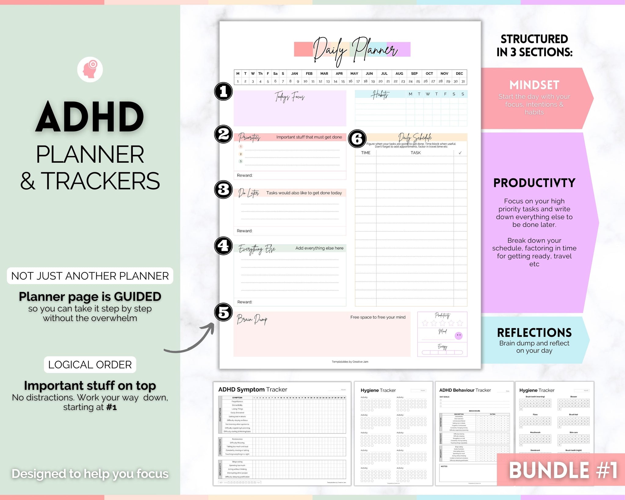 Ultimate ADHD Planner Bundle | ADHD Neurodivergent Daily Life Planner