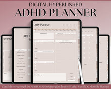 Load image into Gallery viewer, ADHD Digital Planner - Daily Planner for Neurodivergent Adults | Brain Dump Template, To Do List, Cleaning, Symptom Tracker for GoodNotes &amp; iPad | Boho Lux
