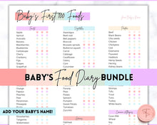 Load image into Gallery viewer, Rainbow Baby Food Tracker Printable BUNDLE | Baby’s First Foods Meal Planner &amp; Daily Food Diary, 100 Foods Before 1 | Colorful Rainbow
