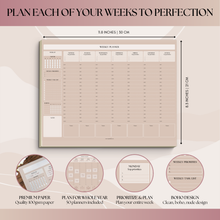 Load image into Gallery viewer, Weekly Hourly Planner Notepad, Daily Planner Desk Pad, Weekly Schedule, To Do List Note Pad, ADHD Planner | 50 Undated Tear Away Sheets A4 | Lux
