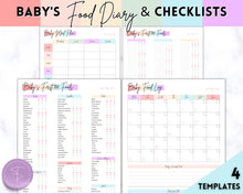 Load image into Gallery viewer, Rainbow Baby Food Tracker Printable BUNDLE | Baby’s First Foods Meal Planner &amp; Daily Food Diary, 100 Foods Before 1 | Colorful Rainbow
