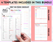 Load image into Gallery viewer, Rainbow Baby Food Tracker Printable BUNDLE | Baby’s First Foods Meal Planner &amp; Daily Food Diary, 100 Foods Before 1 | Colorful Rainbow
