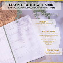 Load image into Gallery viewer, ADHD Daily Planner for Neurodivergent Adults – Premium Leather Productivity &amp; Task Management Planner with Guided Focus Pages, 170gsm Paper, Gold Foiling &amp; Gift Box – Undated | A5
