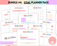 Load image into Gallery viewer, Ultimate ADHD Planner Bundle | Printable ADHD Neurodivergent Daily Life Planner, Fitness, Goal, Finances &amp; Budget, Self Care Planner | Pastel Rainbow
