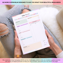 Load image into Gallery viewer, ADHD Daily Planner Notepad for Neurodivergent Adults - Productivity Daily Planner Desk Pad &amp; Task Management to Stay Organized and Focused | 50 Undated Tear Away Sheets A4
