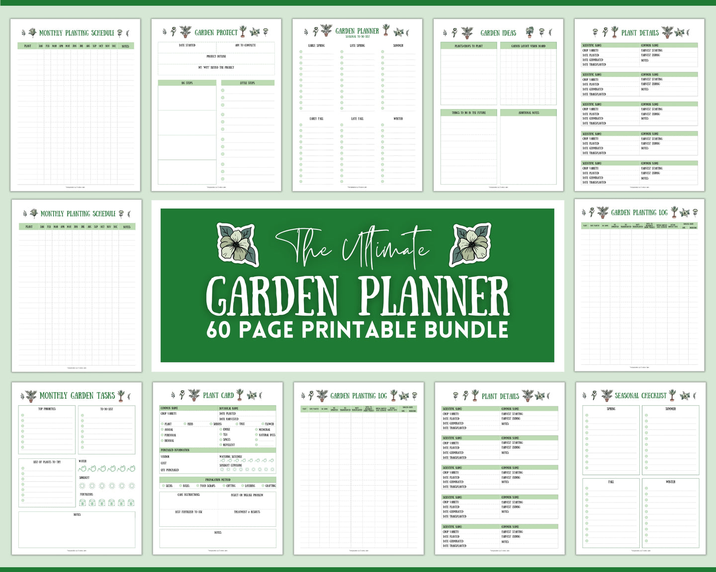 2024 Garden Planner | Gardening Planner With Plant Journal, Planting Calendar, Plant Care, Seed Starting, Garden Book & Plant Notes | Green