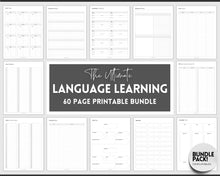 Load image into Gallery viewer, Printable Language Learning Planner | Language Learning Bundle to Study Korean, Japanese, Spanish, French &amp; English | Language Templates, Trackers, Notebook &amp; Student Vocab Workbook | Mono
