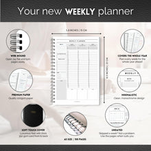 Load image into Gallery viewer, Weekly &amp; Hourly Planner Organizer | Weekly Schedule, To Do List, Productivity Planner &amp; Time Management | A5 Mono
