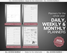 Load image into Gallery viewer, ALL ACCESS template pack for the reMarkable 2 | 2026 Daily Planner, Digital To Do List, Meeting Minutes, Journal &amp; Notebook, Calendar, Tasks
