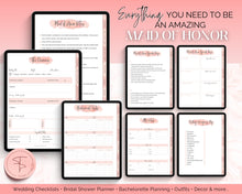 Load image into Gallery viewer, Digital Maid of Honor Planner | Matron of Honor Digital Planner, MOH Binder Book, Wedding Checklist, Bridal Shower, Bachelorette &amp; GoodNotes
