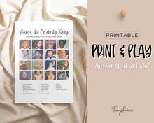 Load image into Gallery viewer, Guess the CELEBRITY Baby | Baby Shower Games &amp; Printable Baby Shower Template | Gender Neutral, Minimalist, Woodland Theme &amp; Whos that baby
