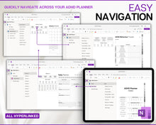 Load image into Gallery viewer, ADHD OneNote Digital Planner | OneNote Planner for Neurodivergent Adults. Comes with Brain Dump Templates, To Do Lists, Cleaning &amp; Daily Symptom Trackers | Perfect for One Note
