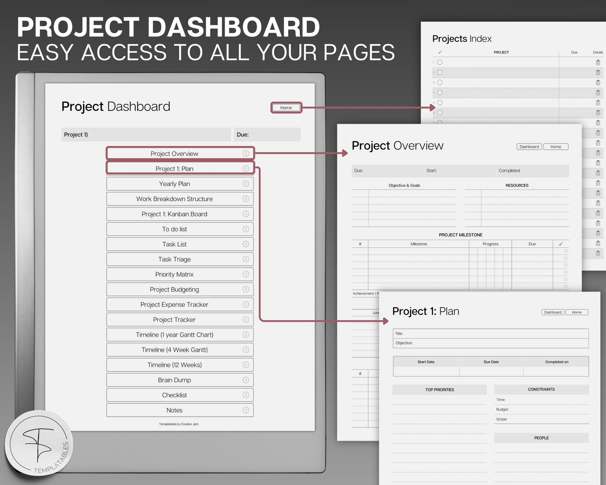 Project Planner Template for the reMarkable