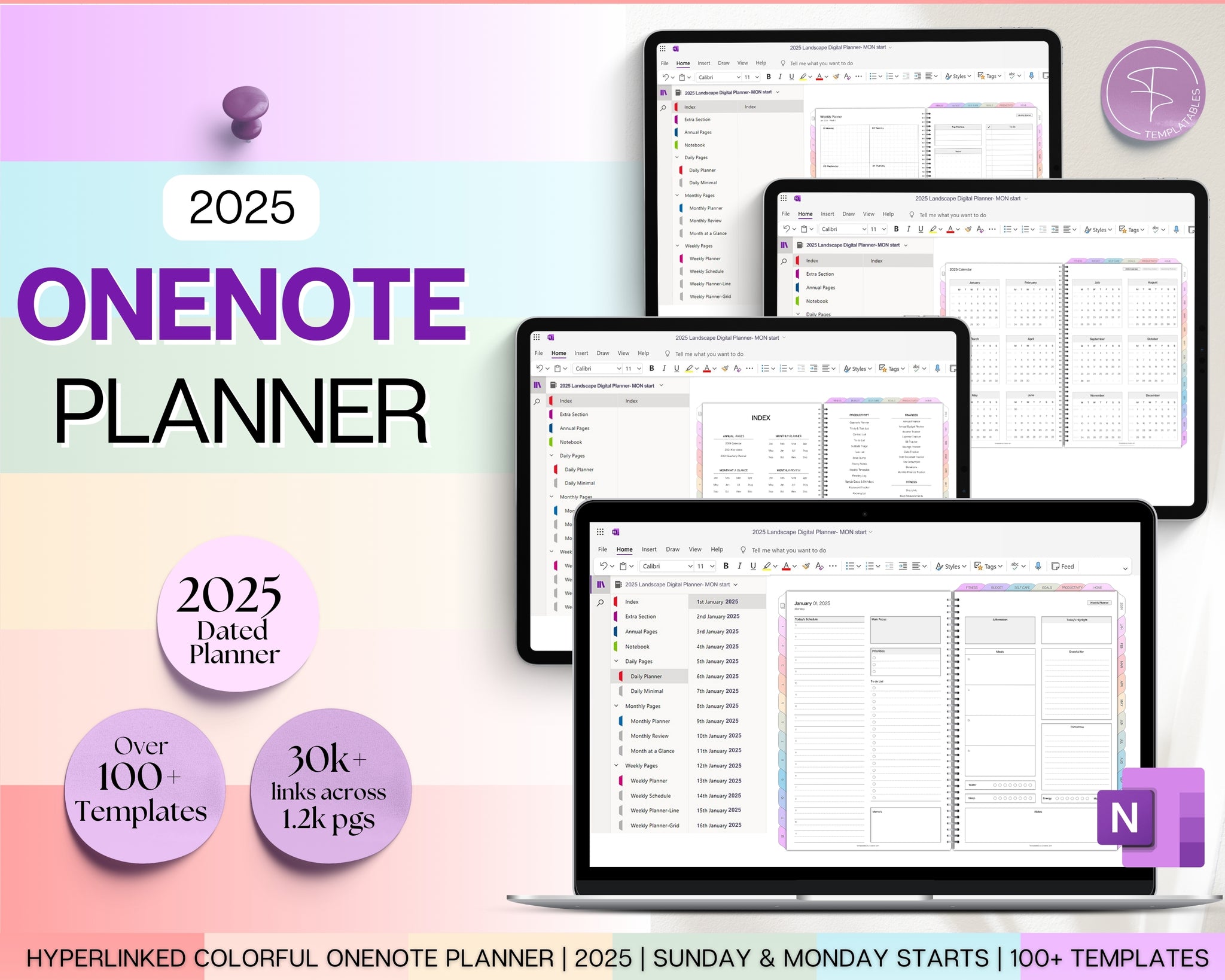 Colorful 2025 OneNote Planner | For Daily, Weekly & Monthly Planning!