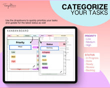 Load image into Gallery viewer, Kanban Board Spreadsheet | With Project Management Gantt Chart, Project Planner, Task Manager, To Do List, Activity Tracker, Google Sheets &amp; Trello
