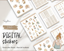 Load image into Gallery viewer, That Girl Aesthetic DIGITAL STICKERS | Digital Planner Sticker Pack for iPad &amp; GoodNotes | Boho Watercolor
