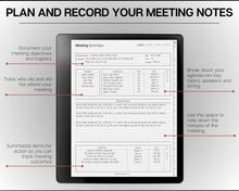 Load image into Gallery viewer, Meeting Notes templates for Kindle Scribe | Meeting Minutes, Meeting Agenda, Meeting Note taking template, Project planner, Task List, Planners for Kindle Scribe
