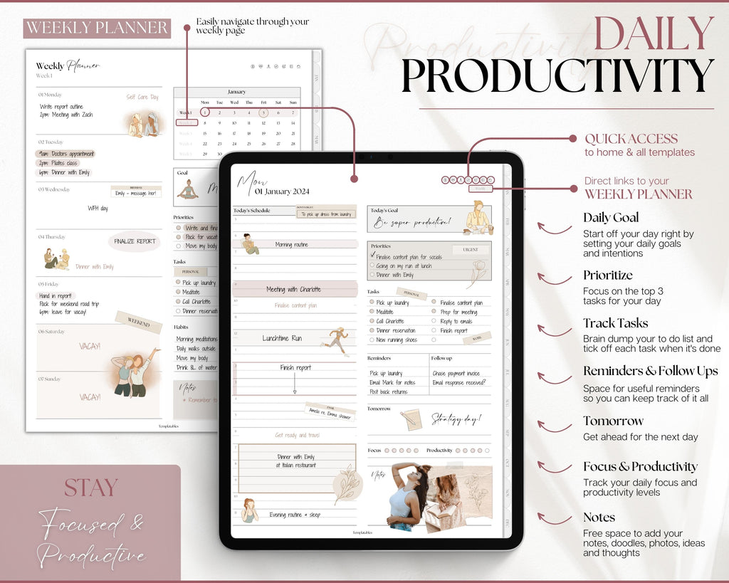 Digital Daily Productivity Planner. Goodnotes, IPAD