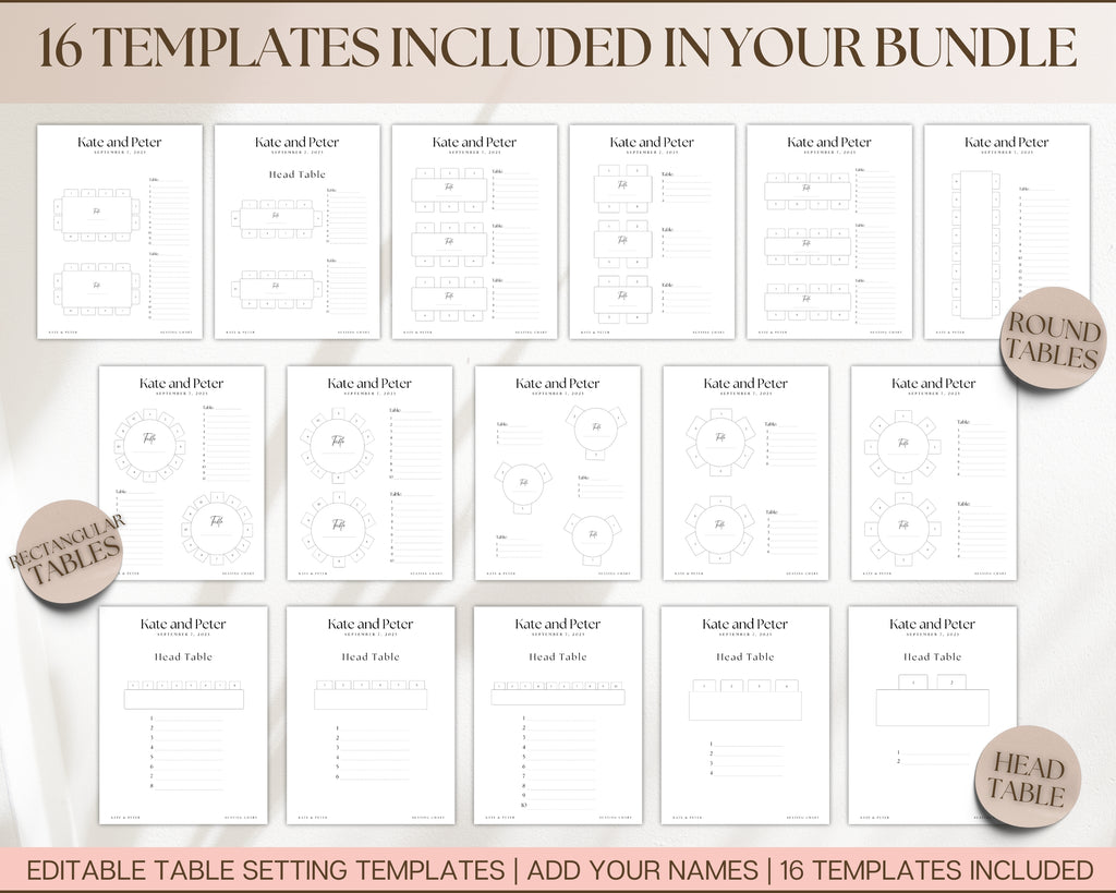 EDITABLE Wedding Seating Chart Templates Your Template Organizer