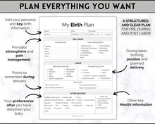 Load image into Gallery viewer, Printable Birth Plan Template | Birth Preferences, Birthing Plan Checklist, Pregnancy Planner, Natural Birth &amp; Hypnobirthing | Mono
