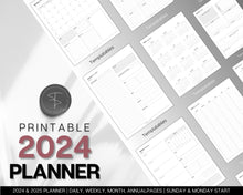 Load image into Gallery viewer, 2024 Dated Printable Planner | Daily, Weekly, Monthly Pages, Calendar, To Do List Printable Inserts

