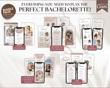 Load image into Gallery viewer, Bachelorette Itinerary Template: Personalize with our Canva Template | Mobile Itnierary for Weekend Girls Trips
