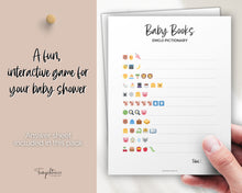 Load image into Gallery viewer, Printable Baby Emoji Game | Includes Emoji Pictionary Baby Shower Game, Baby Emoji Game &amp; Printable Baby Shower Games Template | Perfect for Minimalist | Boho | Woodland
