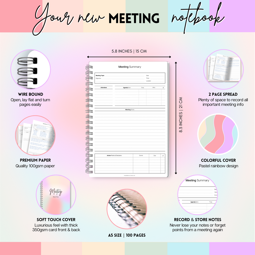 Meeting Minutes Note Taking Professional Notebook - A5