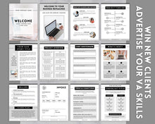 Load image into Gallery viewer, Editable Virtual Assistant Welcome Packet for VAs | Includes VA Client Onboarding, Business Plan, Invoice Price List, Social Media Manager, contract &amp; eBook Portfolio
