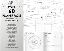 Load image into Gallery viewer, 2024 Printable Witch Planner | 2024 Witchy Journal, Moon Calendar, Tarot Journal, Spell Book, Grimoire, Witchcraft, Witchy stuff &amp; Goth Witch Kit
