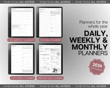 Load image into Gallery viewer, Kindle Scribe Template Bundle | ALL ACCESS pack | 2024 Daily Planner, Digital To Do List, Meeting Minutes, Journal &amp; Notebook, Calendar &amp; Task List
