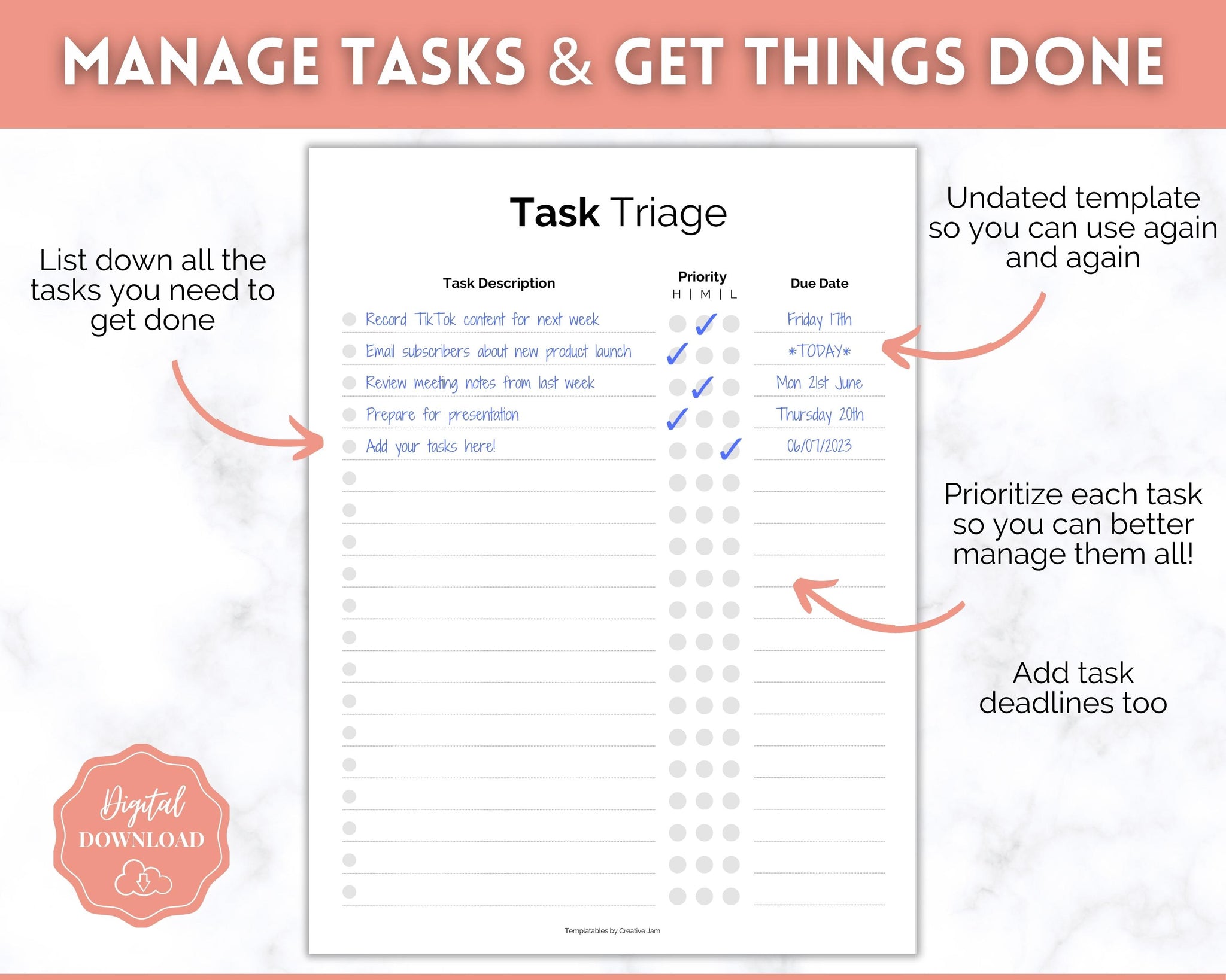 Task Triage Task Triage: Prioritize with To-Do List & Brain Dump Digital Templates