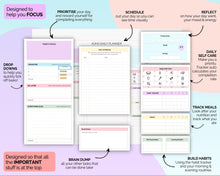Load image into Gallery viewer, ADHD Planner Spreadsheet for Neurodivergent Adults | Google Sheets Daily &amp; Weekly Planner, Symptom Tracker, Brain Dump &amp; To Do Lists | Rainbow
