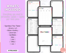 Load image into Gallery viewer, Digital GoodNotes Meal Planner | Colorful iPad Weekly Meal Plan, Grocery List &amp; More | Pastel Rainbow
