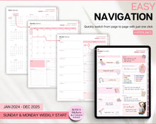 Load image into Gallery viewer, Pink 2024 Digital Planner | Includes PINK GoodNotes Planner, Daily Weekly, Monthly Planner, Undated Life Planner, Notability Planner &amp; iPad Planner!

