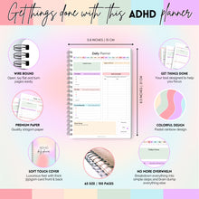 Load image into Gallery viewer, ADHD Daily Planner for Neurodivergent Adults - Productivity Daily Planner &amp; Task Management to Stay Organized and Focused | A5 Pastel Rainbow
