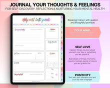 Load image into Gallery viewer, Digital Mental Health Journal | Self Care Digital Planner For Therapy, Anxiety &amp; Gratitude | Mood Tracker for GoodNotes iPad | Colorful
