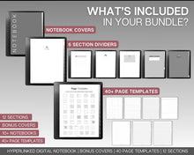 Load image into Gallery viewer, Digital Notebook made for Kindle Scribe| With over 40+ Page Templates for your Kindle Scribe | Hyperlinked Note Taking Templates including Cornell, Lined, Dotted, Grid &amp; Bonus Covers
