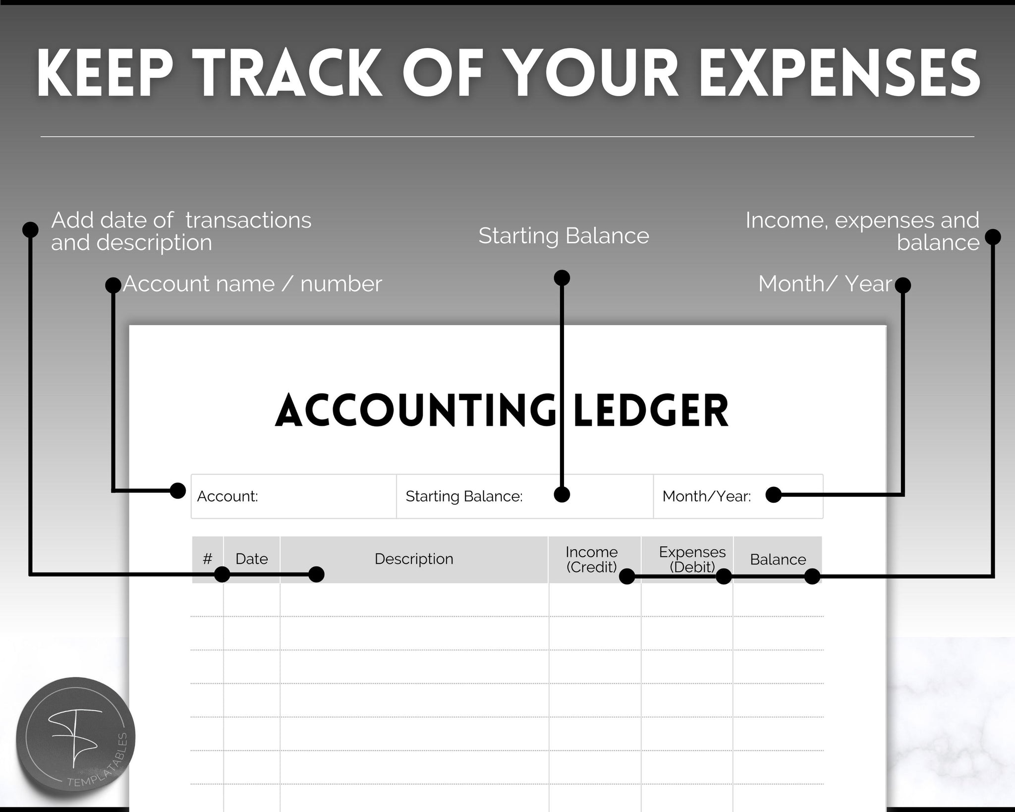 Small Ledger Printable Accounting Ledger | Small Business Bookkeeping Template