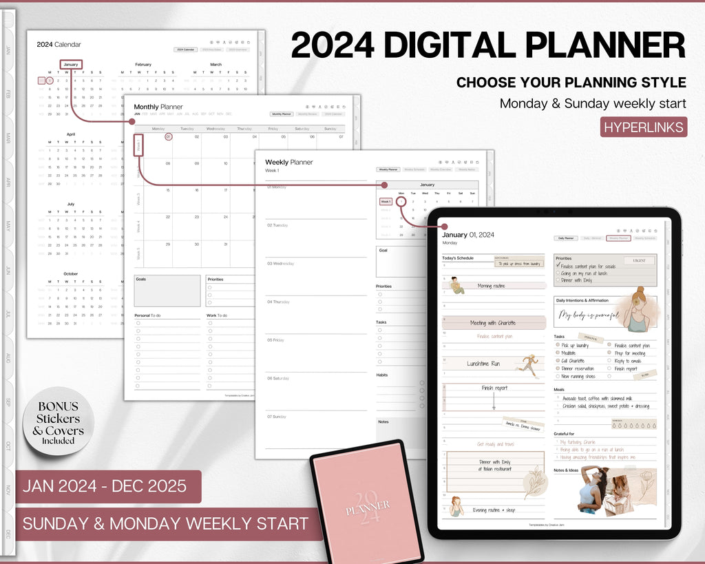 Digital Planner BUNDLE with over 15 planners included! Monochrome