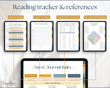 Load image into Gallery viewer, Digital Tarot Journal Workbook for GoodNotes | Tarot Planner, Daily Card Reading, Tarot Spreads, Tarot Deck Notebook | Celestial Theme
