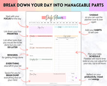 Load image into Gallery viewer, Ultimate ADHD Planner Bundle | Printable ADHD Neurodivergent Daily Life Planner, Fitness, Goal, Finances &amp; Budget, Self Care Planner | Pastel Rainbow
