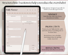 Load image into Gallery viewer, ADHD Digital Planner - Daily Planner for Neurodivergent Adults | Brain Dump Template, To Do List, Cleaning, Symptom Tracker for GoodNotes &amp; iPad | Boho Lux
