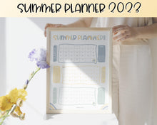 Load image into Gallery viewer, Kids Summer Calendar 2023 | Summer Poster, Summer Countdown, Printable Planner &amp; Checklist | Dinosaur
