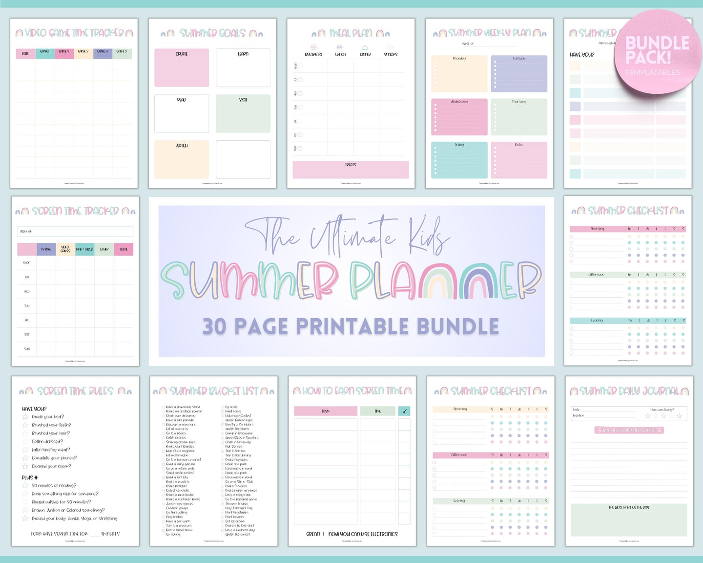 2023 Summer Planner for Kids | Kids Summer Schedule, Activities, Printable Calendar & Checklist Template | Mermaid